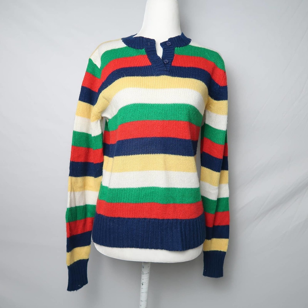 Vintage Multicolor Striped Crew Neck Sweater